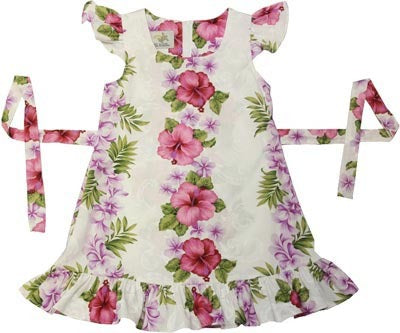 105C - Girls Hawaii Dress Plumeria Panel