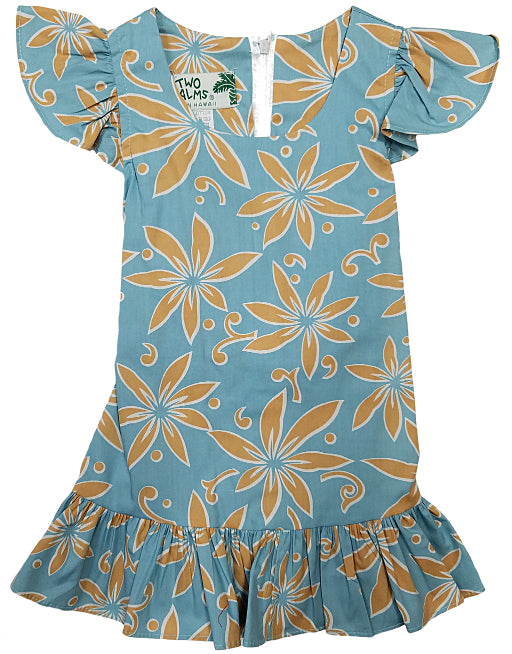 105C - Girls Hawaiian Dress Tiare Teal