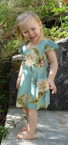 105R - Girls Hawaiian Dress Ceres in Green