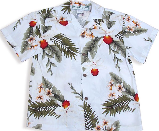 Two Palms Boys Shirt Hawaiian Orchid White