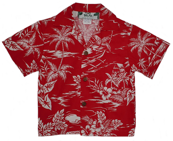 Boys Hawaiian Shirt Love Shack Red