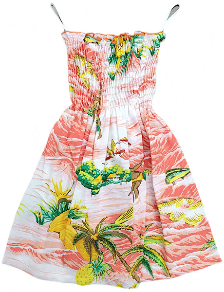 109R - Girls Elastic Tube Top Dress Ocean Coral