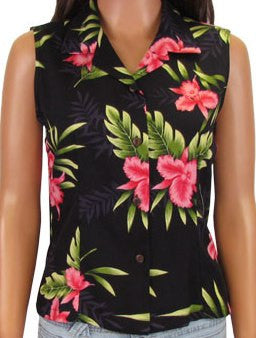 Sleeveless Blouse Orchid Fern Black