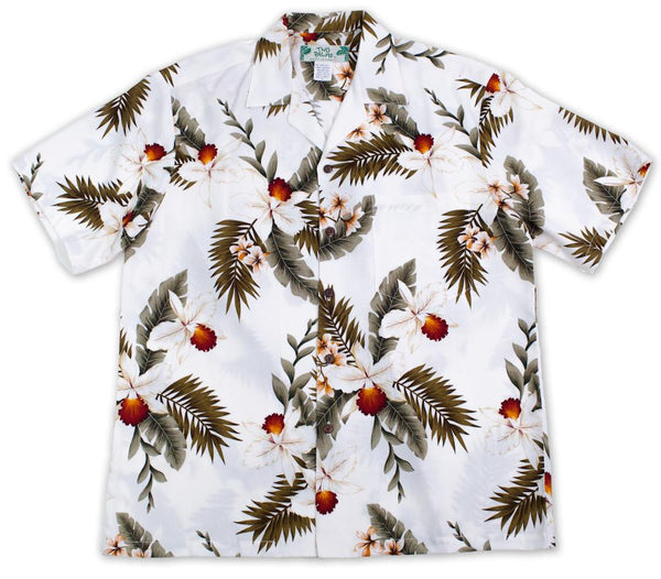 Orchid Flower Boys Hawaiian Shirts - Cream and White