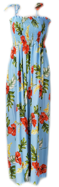 Tube Top Dress Monstera Light Blue