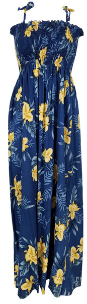 Tube Top Dress Orchid Fern Blue 45" Length