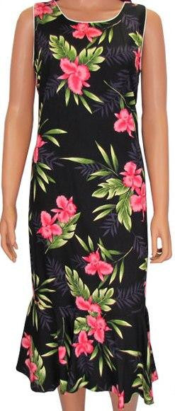 Hawaiian Dress Orchid Fern Black 701-2R