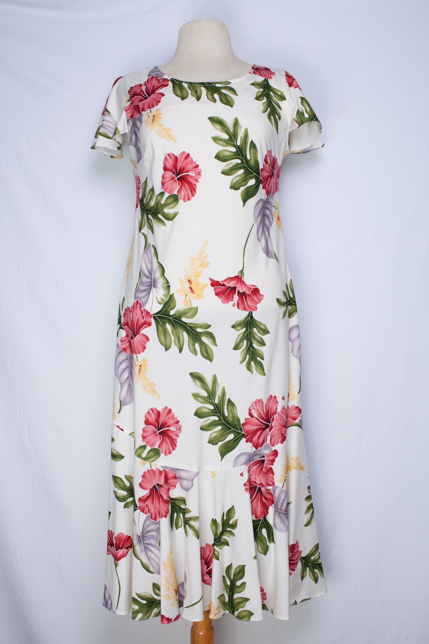 Hawaiian Dress Monstera Cream 701-3R-M-Cream