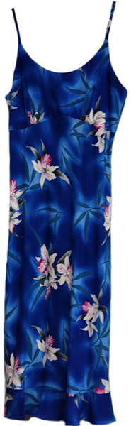 707R-Spaghetti Strap Dress Midnight Orchid Blue