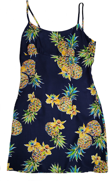 Short Dress 708R-Golden Pineapple Navy