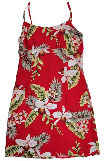 Short Dress 708R-Hawaiian Orchid Red