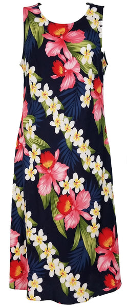 749R-Two Palms Plumeria Orchid Panel Navy