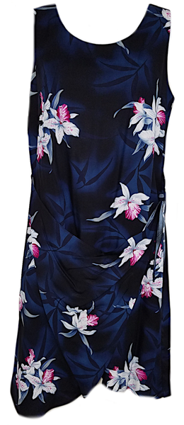 801R-Two Palms Sarong Dress Midnight Orchid Black