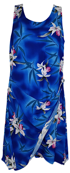 801R-Two Palms Sarong Dress Midnight Orchid Blue