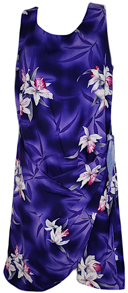 801R-Two Palms Sarong Dress Midnight Orchid Purple