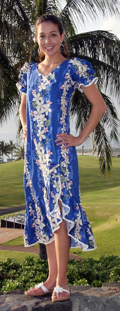 Vintage Plumeria Muʻumuʻu Blue 911C
