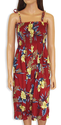 Tube Top Dress Orchid Fern Red