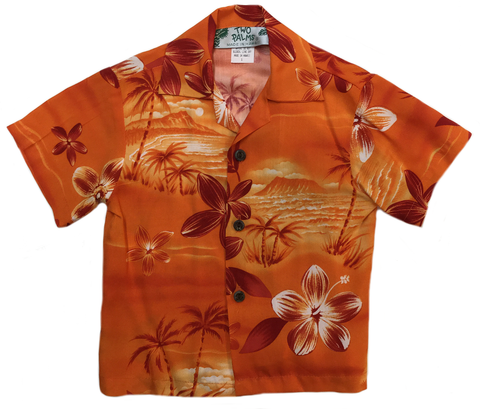 Boys Hawaiian Shirt Moonlight Scenic Orange