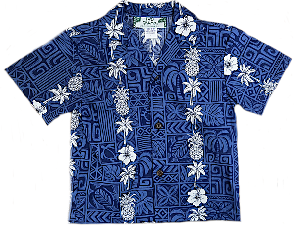 Boys Hawaiian Shirt Coco Panel Navy