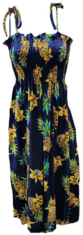 Tube Top Dress Golden Pineapple Navy
