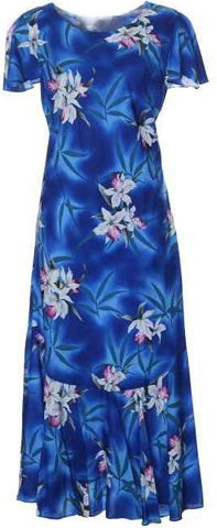 950R-Hawaiian Dress Midnight Orchid Blue