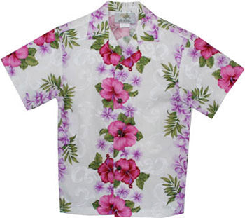 Boys Hawaiian Shirt Plumeria Panel