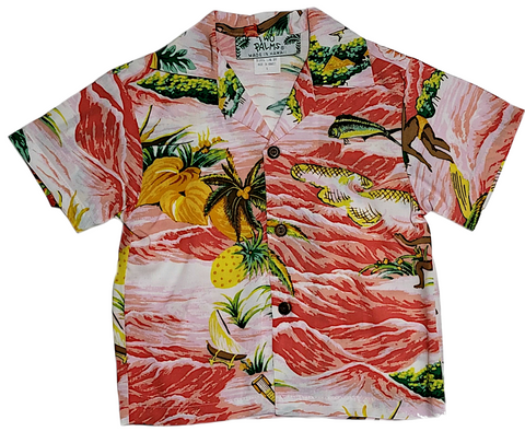 Two Palms Boys Hawaiian Shirt Ocean Coral