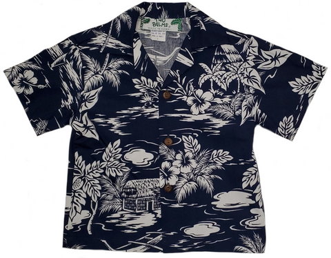 Boys Hawaiian Shirt Love Shack Navy