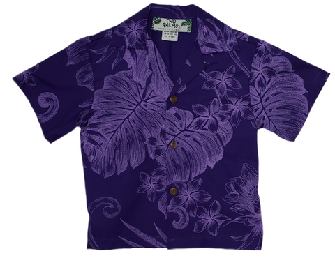 Boys Hawaiian Shirt Monstera Ceres Purple