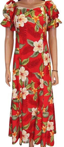 Elegant Hawaiian Dress Leilani in Red