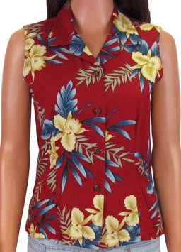 Sleeveless Blouse Orchid Fern Red