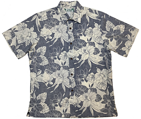 Reverse Print Shirt Monstera Orchid Navy