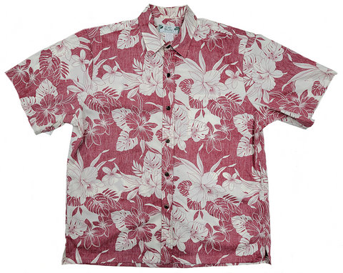 Reverse Print Shirt Monstera Orchid Red