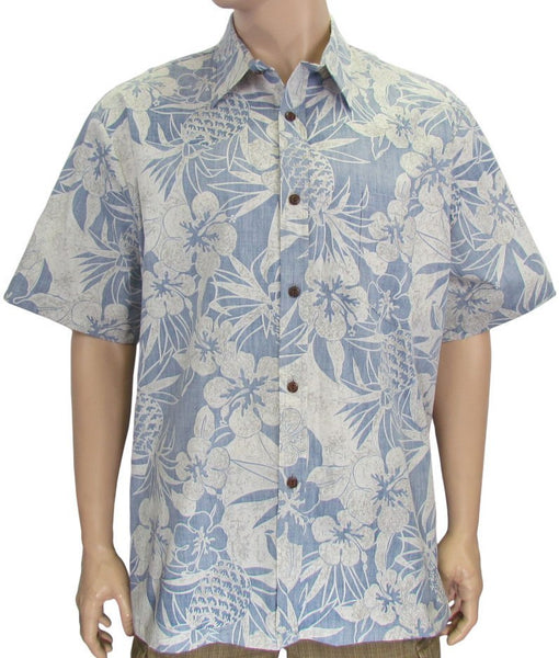 Reverse Print Shirt Pineapple Garden in Navy