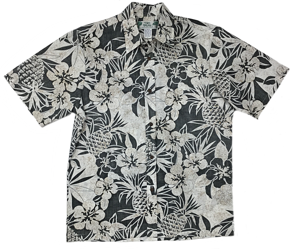 Reverse Print Shirt Pineapple Garden in Black