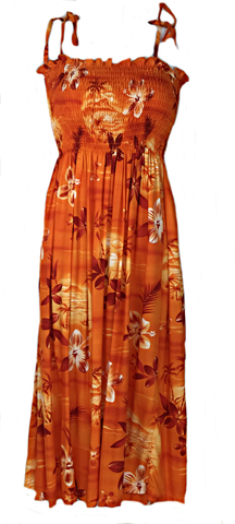 Tube Top Dress Moonlight Scenic Orange