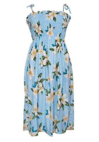 Tube Top Dress Plumeria Shower Blue