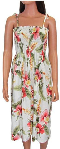 Hawaiian Spaghetti Strap Dress Elastic Tube Top Sonic in Beige