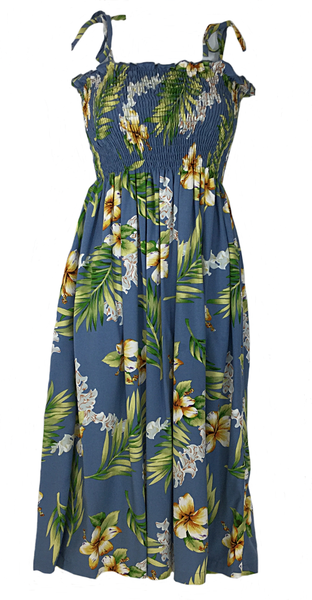 Tube Top Dress Tuberose Blue – Two Palms Aloha Wear Manufacturer