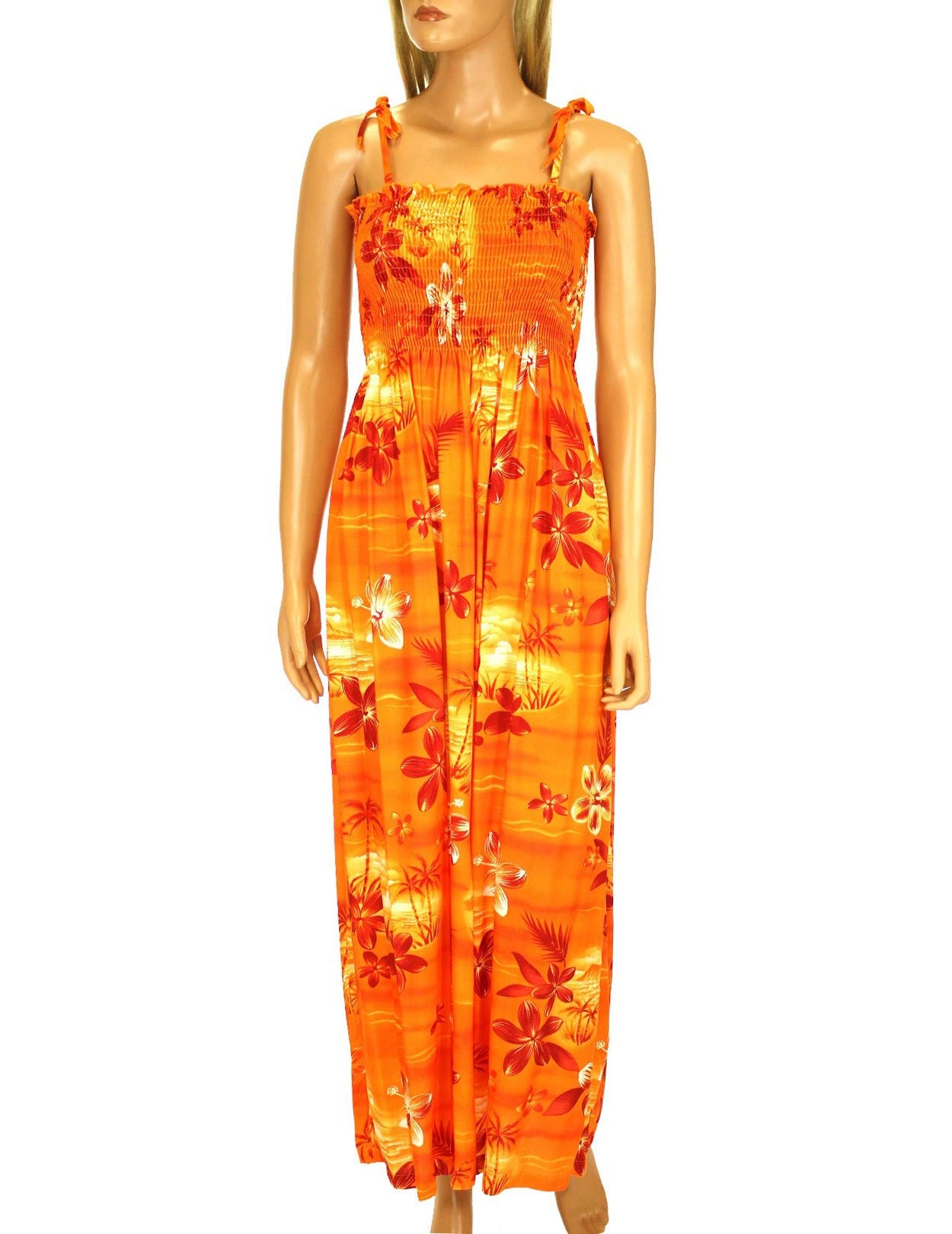 Tube Top Dress Moonlight Scenic Orange – Two Palms Aloha Wear Manufacturer