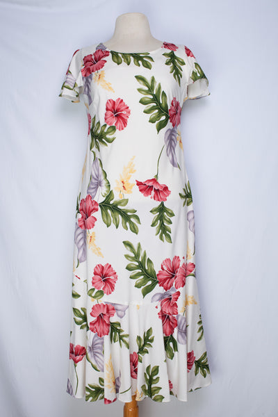 Hawaiian Dress Monstera Cream 701-3R-M-Cream – Two Palms Aloha Wear ...