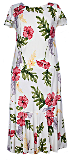 Hawaiian Dress Monstera Cream 701-3R-M-Cream – Two Palms Aloha Wear ...