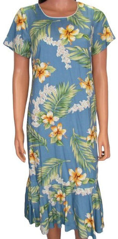 Hawaiian Dress Tuberose in Blue 701-3R-T