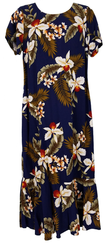 Hawaiian Dress Hawaiian Orchid Navy 701-3R-HO-Navy