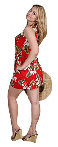 Two Palms Hawaiian Sarong Dress in Red