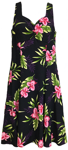 Two Palms H-Strap Dress Orchid Fern Black