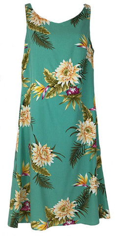 Short Tank Strap Hawaiian Dress Ceres Green-902R