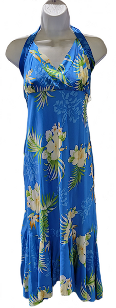 Hawaiian Dress Fern Hibiscus Blue 904-R