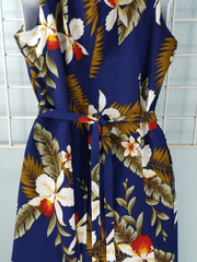 Tie Back Dress Hawaiian Orchid Navy 909R