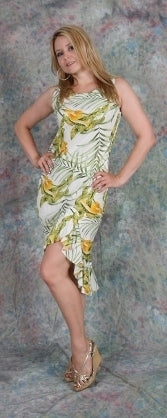 white hawaiian dress 910R-Mid-length Hawaiian Dress White Napili – Two Palms Aloha Wear Manufacturer